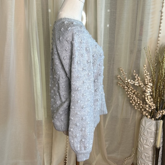 GAP Grey Knit Bubble Sleeve Dot Sz Medium - Picture 3 of 8